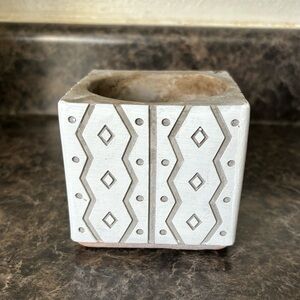 Small Square Concrete Tribal Print Plant Pot